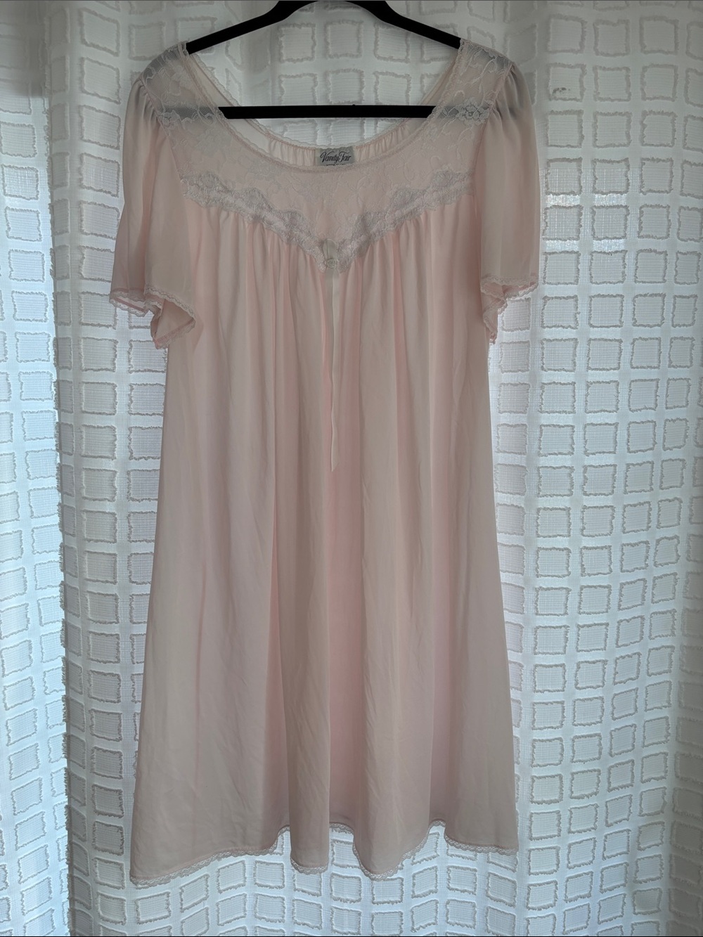 Vintage Vanity Fair Women's Pink Nightgown with Lace Trim